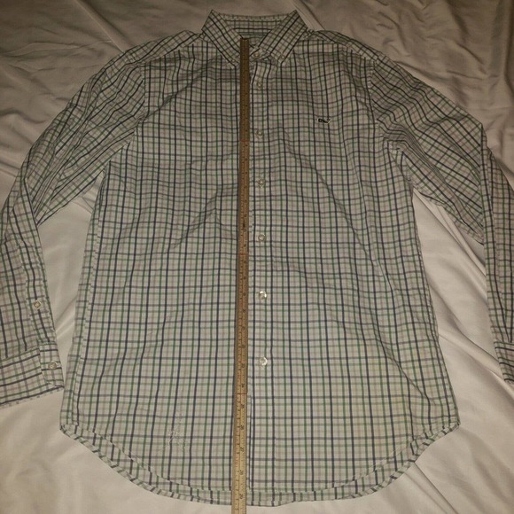 Vineyard Vines Mens Slim Fit Whale‎ Shirt Blue Green Plaid L/S Sz Small S Cotton - Picture 5 of 8